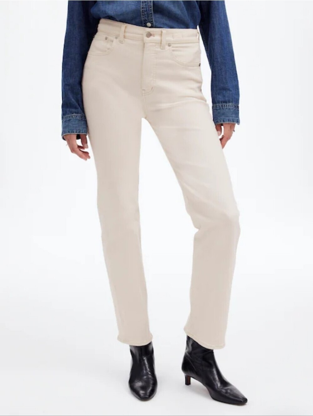 Madewell Petite '90s Straight Jeans 25P Cream Ecru High Rise Cropped Denim